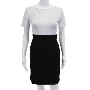 Alaia Womens Back Zipper Belted Mini Pencil Skirt Black Wool Size EUR 38